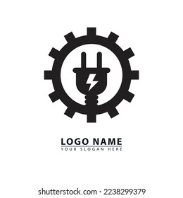 abstract electric mechanic vector logo icon. vector graphics of a combination of electricity and gears, in a simple elegant flat illustration style. great for business, energy, repair.