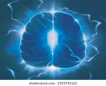 Abstract electric powered brain illustration design vector stock illustration background 