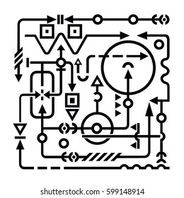 Abstract electric scheme - fantasy technology vector background.