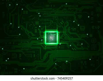 abstract electronic board and cpu background in dark-green tone