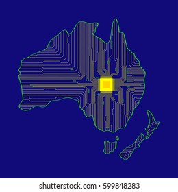 Abstract electronic chip Australia.