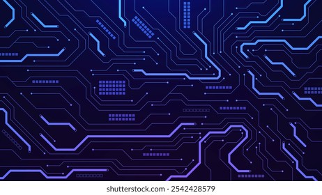 Abstract electronic circuit board for AI technology background. Futuristic computer motherboard with processor, chip and semi conductor. Vector illustration