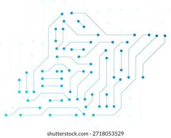 Placa Abstractas de circuitos electrónicos con líneas y nodos conectados. Concepto de CPU de procesadores de computadora central. Chip digital de la placa base.