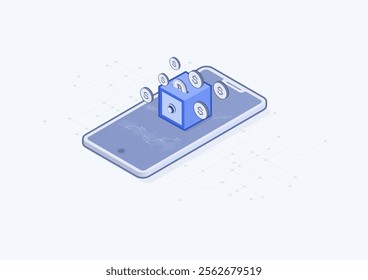 Abstract Electronic cryptocurrency and modern technology background. Bitcoin and blockchain. Crypto exchange. Future image. Online banking, and financial communications.