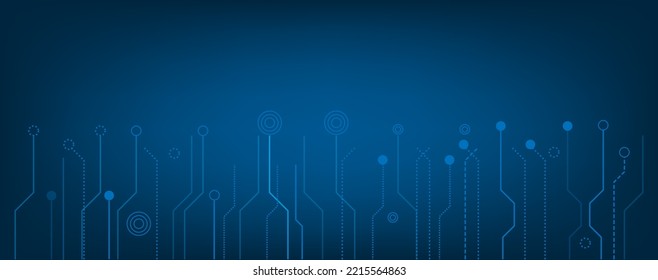 Resumen del concepto de tecnología de ingeniería de conexión electrónica o de línea eléctrica sobre fondo azul, fondo vectorial 
