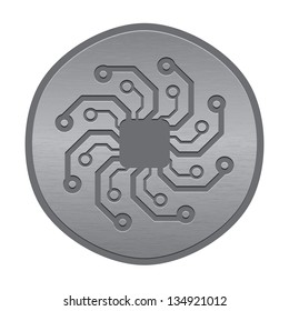 Abstract electronic icon. Circuit board sun.