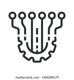 abstract electronic or microchips - minimal line web icon. simple vector illustration. concept for infographic, website or app.