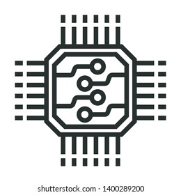 abstract electronic or microchips - minimal line web icon. simple vector illustration. concept for infographic, website or app.