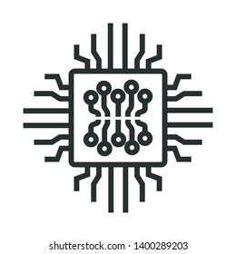 abstract electronic or microchips - minimal line web icon. simple vector illustration. concept for infographic, website or app.