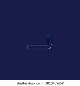 Abstract electronic tech circuit line technology j logo icon