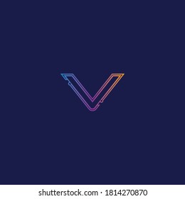 Resumen de la tecnología electrónica de circuito de tecnología de línea v logotipo icono y compañía de tecnología