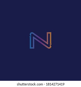 Abstract electronic tech circuit line technology n logo icon and tech company