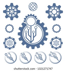 Abstract electronic technology icons and system logos for your design.