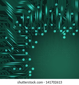 abstract electronics blue background with circuit board texture. EPS10 vector.