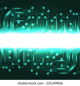 Abstract electronics blue background with circuit board texture. EPS10 vector.