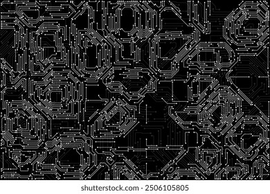 Abstract Electronics Circuit Board. Hi Tech Circuit Board Technology Pattern. Vector Abstract Computer Chip Illustration.