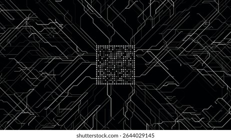Abstract Electronics Circuit Board. Hi Tech Circuit Board Technology Pattern. Vector Abstract Computer Chip Illustration.