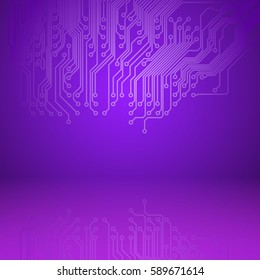 Abstract electronics purple background with circuit board texture. Pattern for your business design. EPS10 vector.