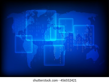 Abstract electronics world line technology blue background Vector Illustration