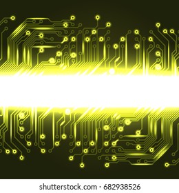 Abstract electronics yellow background with circuit board texture. EPS10 vector.