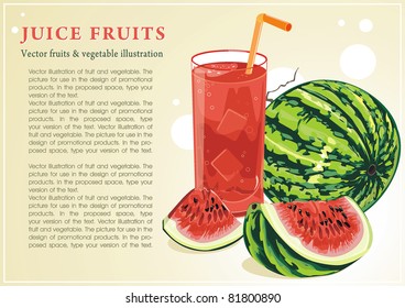 Abstract Elegance food background, Vector illustration with of juice and watermelon.