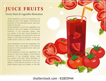 Abstract Elegance food background, Vector illustration with of juice and tomatoes.