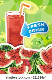 Abstract Elegance food Card, Vector illustration with of juice and watermelon.