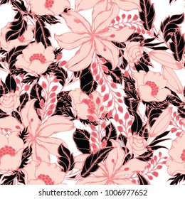 Abstract elegance pattern with floral background.
