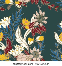 Abstract elegance pattern with floral background.
