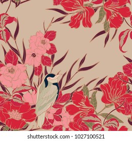 Abstract elegance pattern with floral background.
