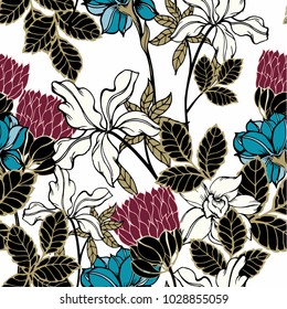 Abstract elegance pattern with floral background.
