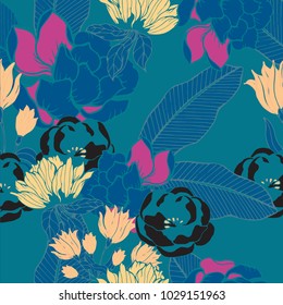 Abstract elegance pattern with floral background.
