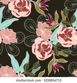 Abstract elegance pattern with floral background.
