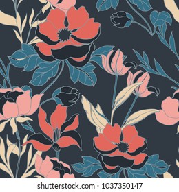Abstract elegance pattern with floral background.
