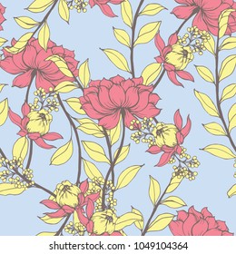 Abstract elegance pattern with floral background.
