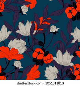 Abstract elegance pattern with floral background.