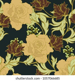 Abstract elegance pattern with floral background.
