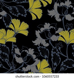 Abstract elegance pattern with floral background.
