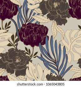 Abstract elegance pattern with floral background.
