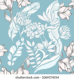Abstract elegance pattern with floral background.
