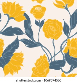 Abstract elegance pattern with floral background.

