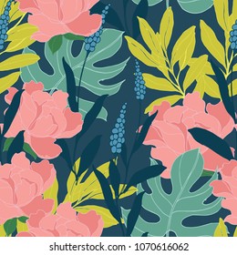 Abstract elegance pattern with floral background.
