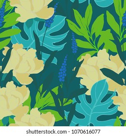 Abstract elegance pattern with floral background.
