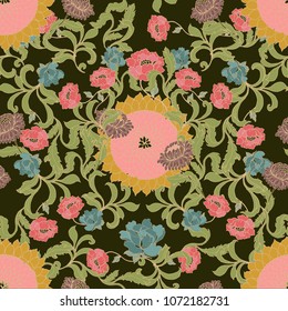 Abstract elegance pattern with floral background.
