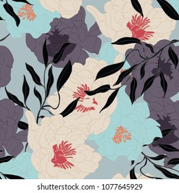 Abstract elegance pattern with floral background.
