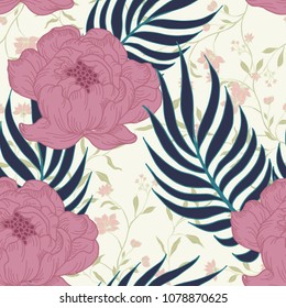 Abstract elegance pattern with floral background.
