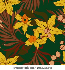 Abstract elegance pattern with floral background.