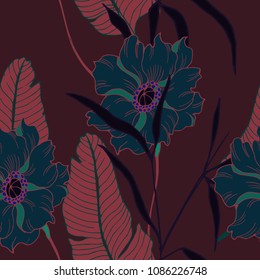 Abstract elegance pattern with floral background.