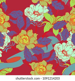 Abstract elegance pattern with floral background.