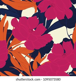 Abstract elegance pattern with floral background.